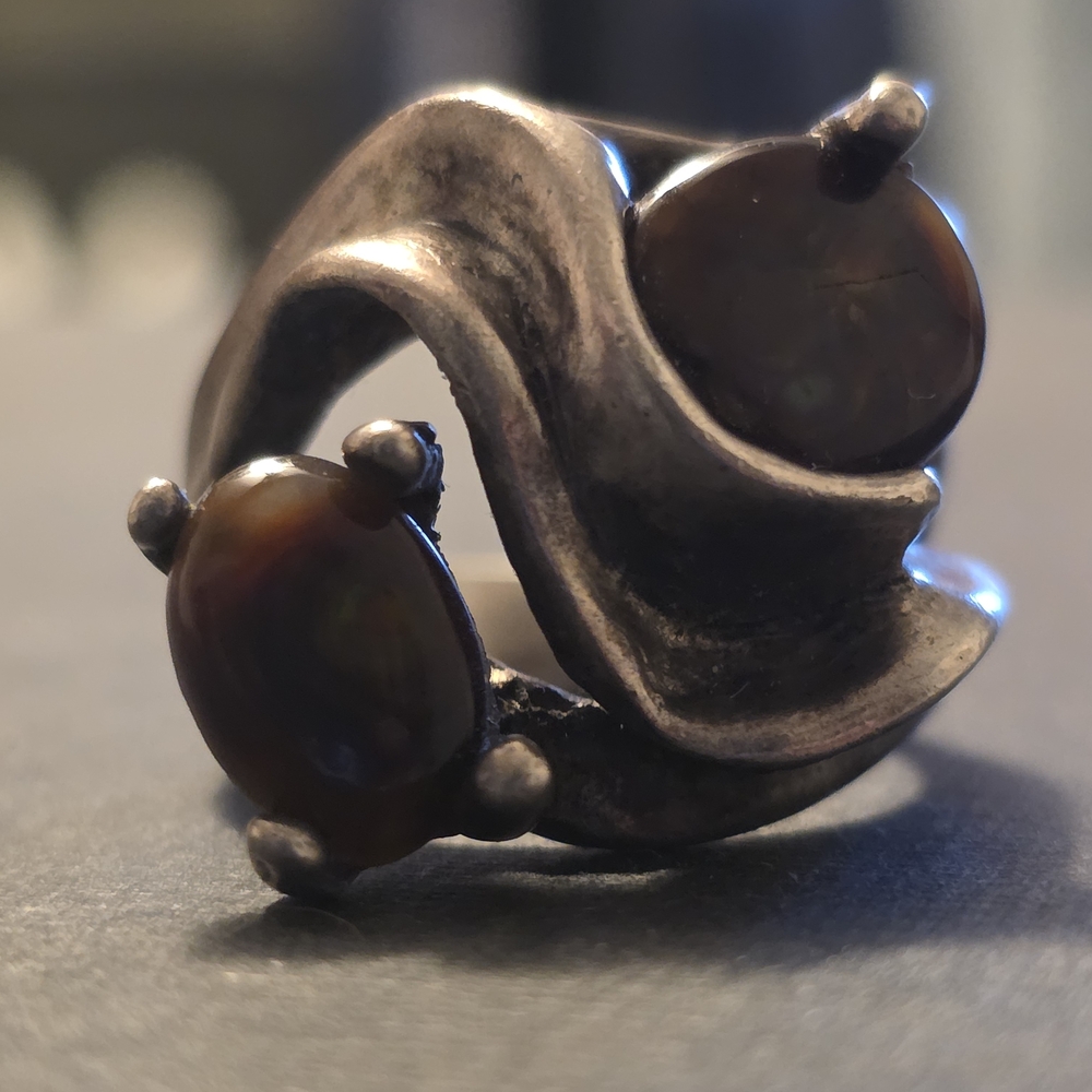 Stunning Vintage Avante Garde Sterling Silver Fire Agate Ring By Rancho Allegre - Picture 4 of 13